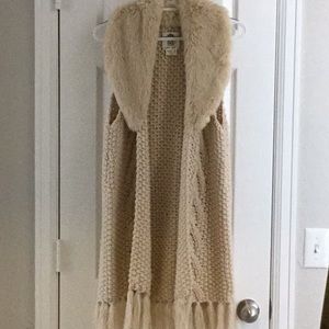 Anthropologie Faux Fur and Knit Vest